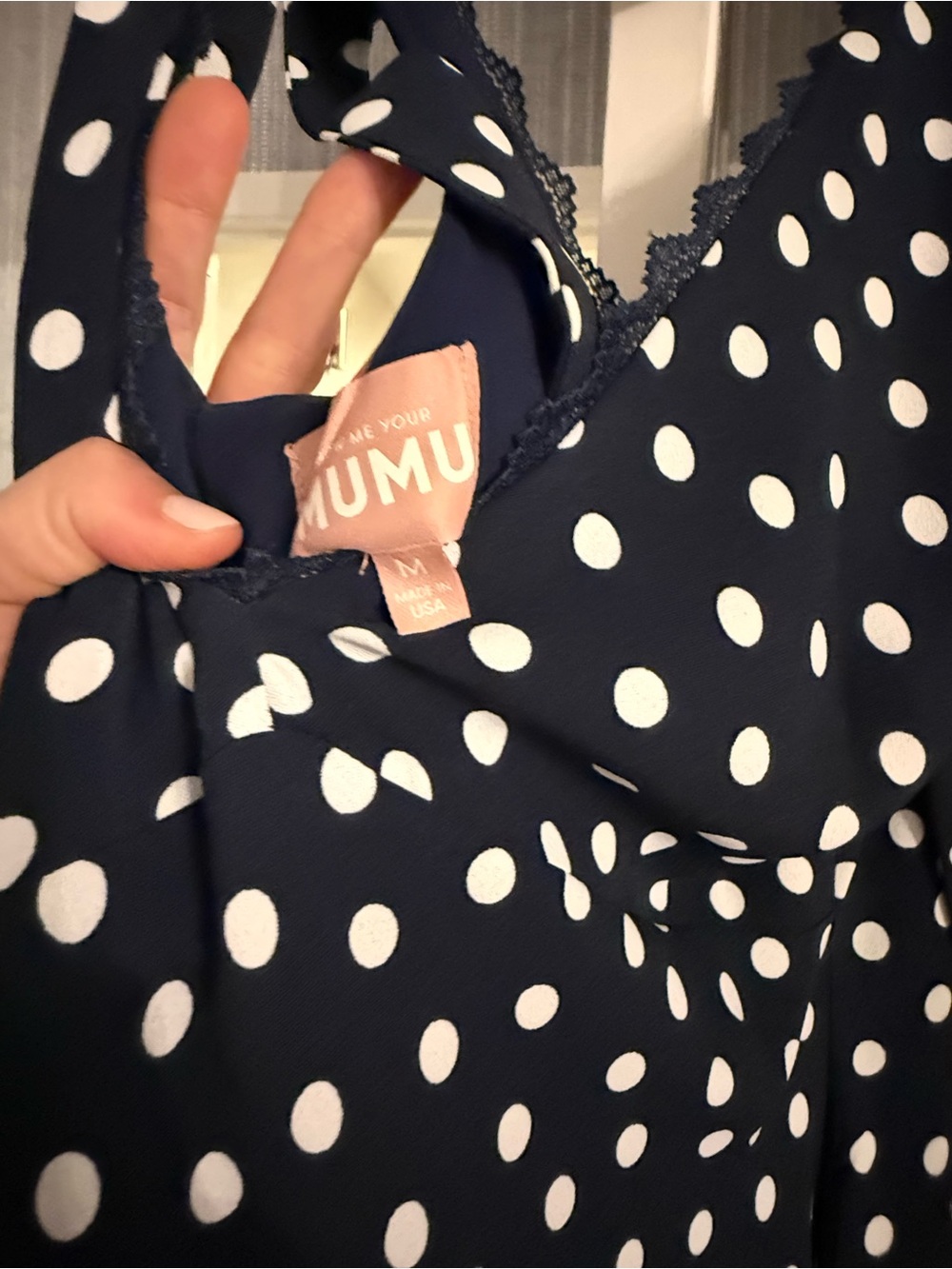 Show Me Your MuMu Navy Polka Dot Midi Dress - White Dots
